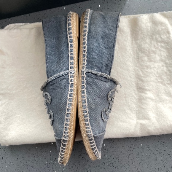 CHANEL LINEN CC ESPADRILLES 35 FLATS BLUE BLACK, SIZE EU40 / US9 - Picture 5 of 10